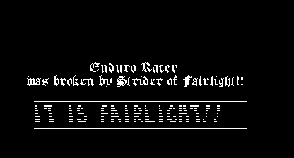 Enduro racer Title Screen